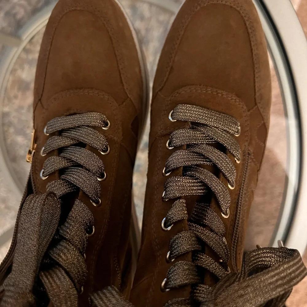 NeroGiardini Italy Suede Platform Wedge High Top Sneakers Size 37